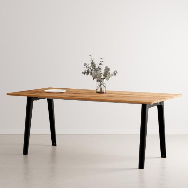 New Modern Indoor Dining Table 190cm - Recycled Old Oak By Tiptoe in Graphite Black