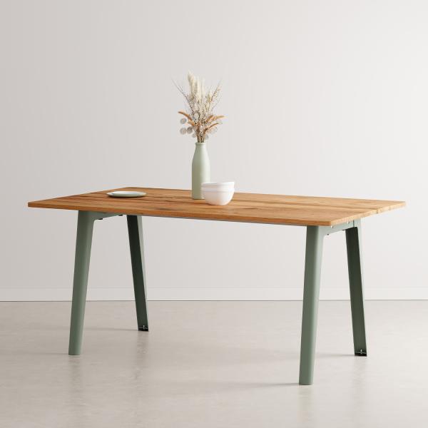 New Modern Indoor Dining Table 160cm - Recycled Old Oak By Tiptoe in Eucalyptus Grey