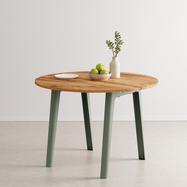 New Modern Indoor Dining Table 110cm Round - Recycled Oak By Tiptoe in Eucalyptus Grey