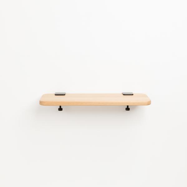 Tiptoe Wall Shelf 60cm With Metal Brackets - Solid Oak in Graphite Black