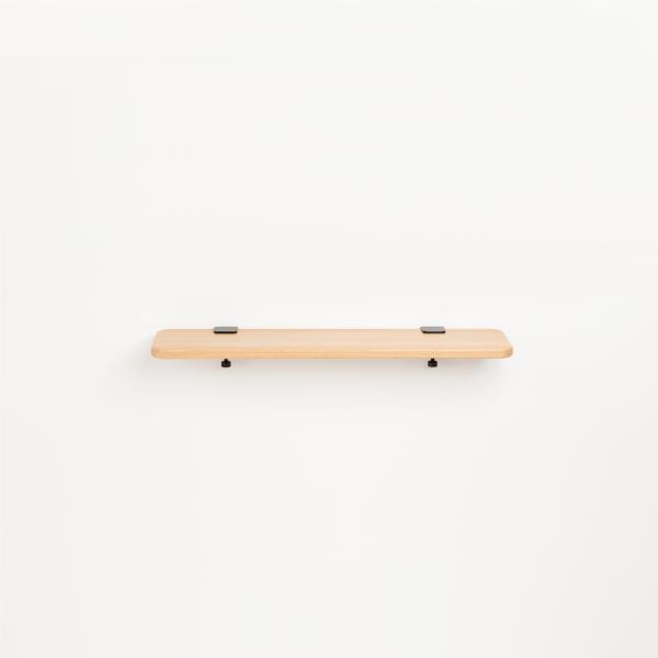 Tiptoe Wall Shelf 90cm With Metal Brackets - Solid Oak in Graphite Black