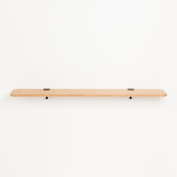 Tiptoe Wall Shelf 150cm With Metal Brackets - Solid Oak in Graphite Black