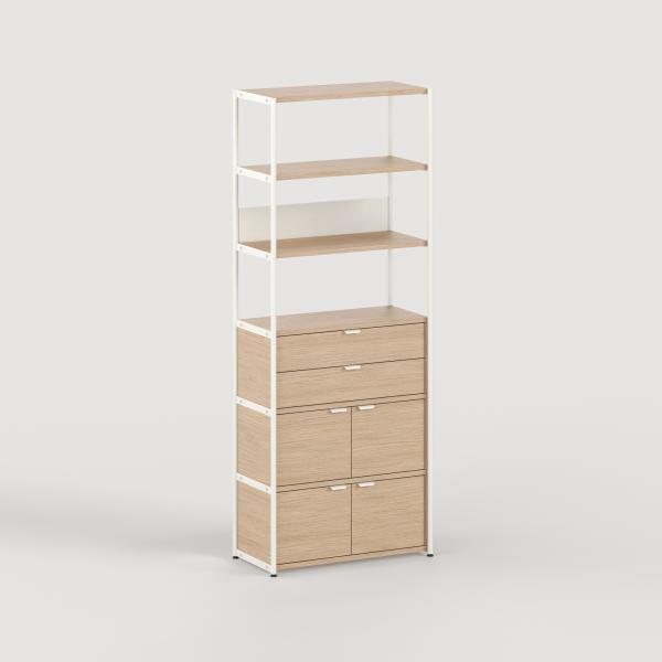 Unit Modular Shelving Level 6 - 215cm High - Oak Shelf By Tiptoe