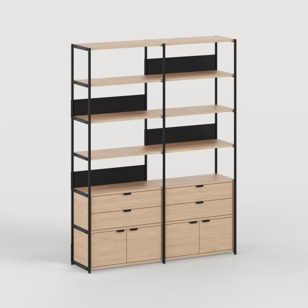 Unit Modular Shelving Level 6 - 215cm High - Oak Shelf By Tiptoe