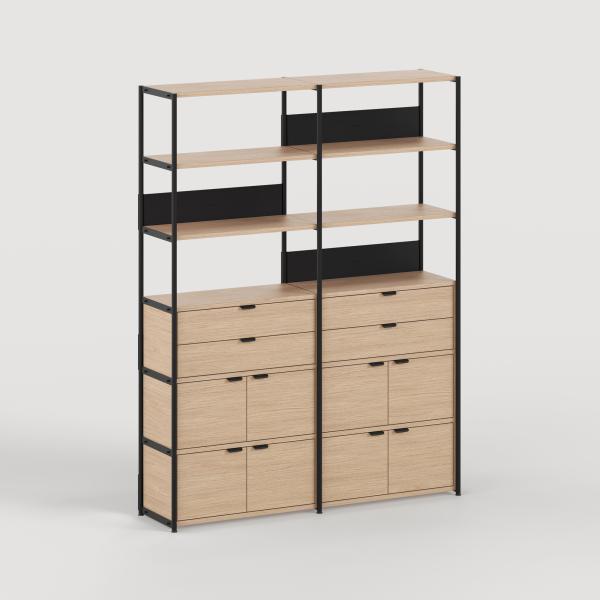 Unit Modular Shelving Level 6 - 215cm High - Oak Shelf By Tiptoe