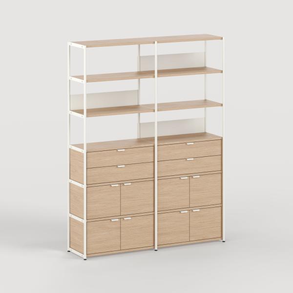 Unit Modular Shelving Level 6 - 215cm High - Oak Shelf By Tiptoe