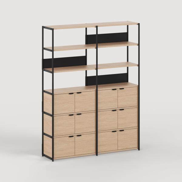 Unit Modular Shelving Level 6 - 215cm High - Oak Shelf By Tiptoe