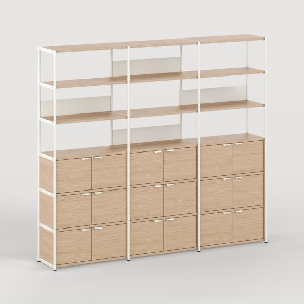Unit Modular Shelving Level 6 - 215cm High - Oak Shelf By Tiptoe in Cream White