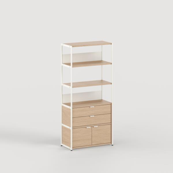 Unit Modular Shelving Level 5 - 180cm High - Oak Shelf By Tiptoe