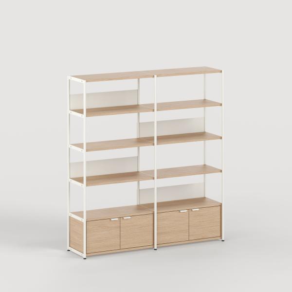 Unit Modular Shelving Level 5 - 180cm High - Oak Shelf By Tiptoe in Cream White