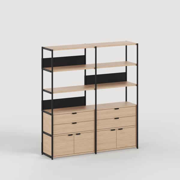 Unit Modular Shelving Level 5 - 180cm High - Oak Shelf By Tiptoe
