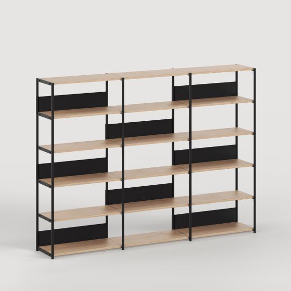 Unit Modular Shelving Level 5 - 180cm High - Oak Shelf By Tiptoe in Graphite Black
