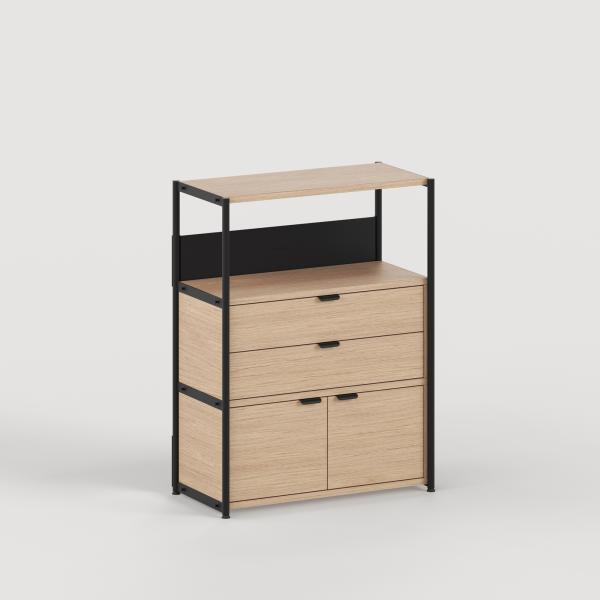Unit Modular Shelving Level 3 - 110cm High - Oak Shelf By Tiptoe