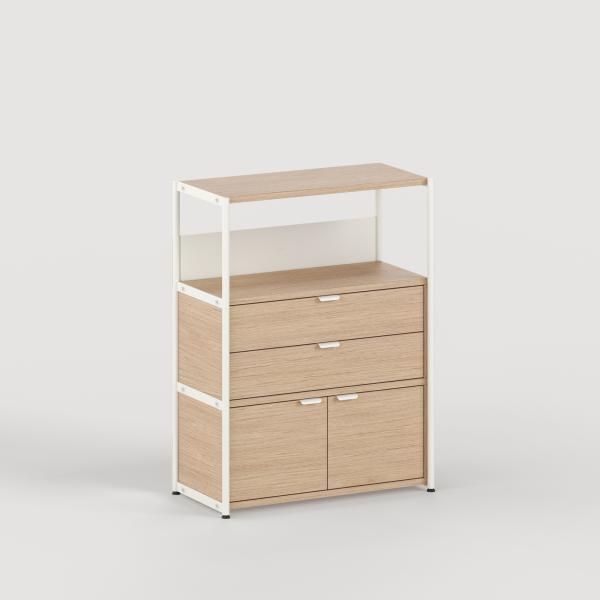 Unit Modular Shelving Level 3 - 110cm High - Oak Shelf By Tiptoe