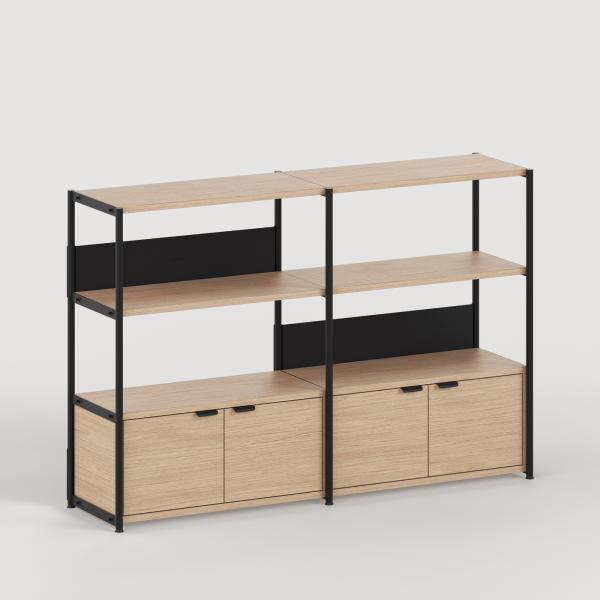 Unit Modular Shelving Level 3 - 110cm High - Oak Shelf By Tiptoe