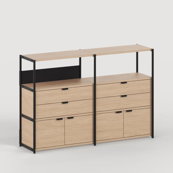 Unit Modular Shelving Level 3 - 110cm High - Oak Shelf By Tiptoe