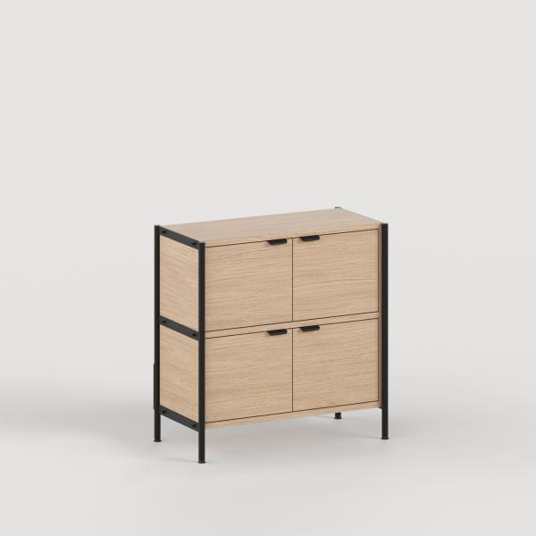 Unit Modular Shelving Level 2 - 85cm High With Legs - Oak Shelf By Tiptoe