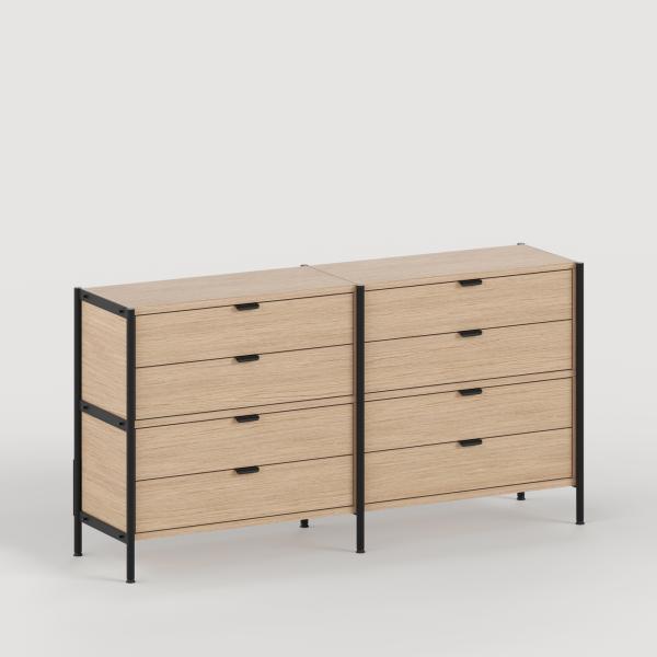 Unit Modular Shelving Level 2 - 85cm High With Legs - Oak Shelf By Tiptoe