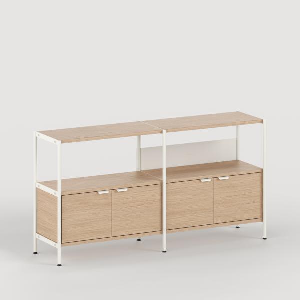 Unit Modular Shelving Level 2 - 85cm High With Legs - Oak Shelf By Tiptoe