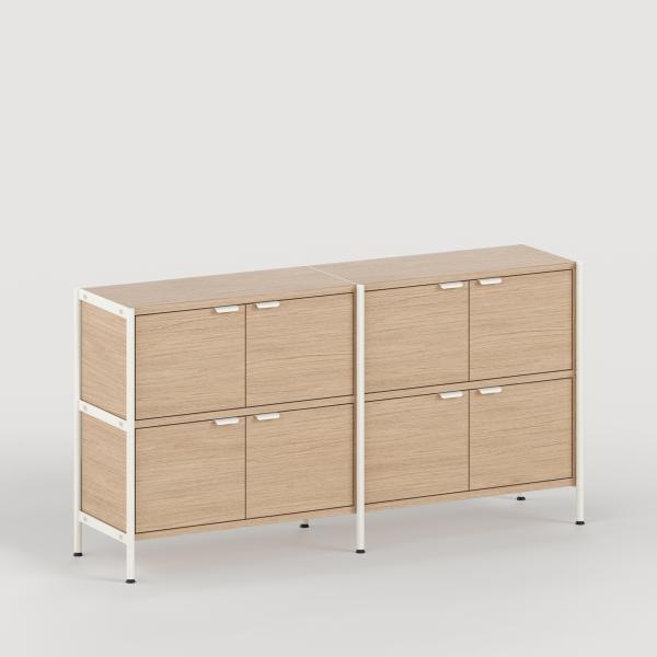 Unit Modular Shelving Level 2 - 85cm High With Legs - Oak Shelf By Tiptoe