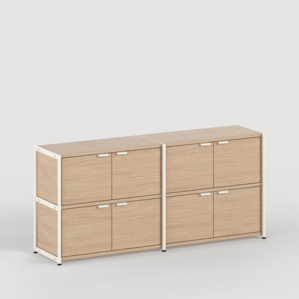 Unit Modular Shelving Level 2 - 75cm High - Oak Shelf By Tiptoe in Cream White