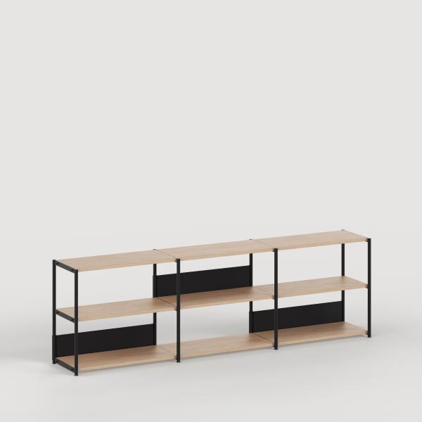 Unit Modular Shelving Level 2 - 75cm High - Oak Shelf By Tiptoe in Graphite Black