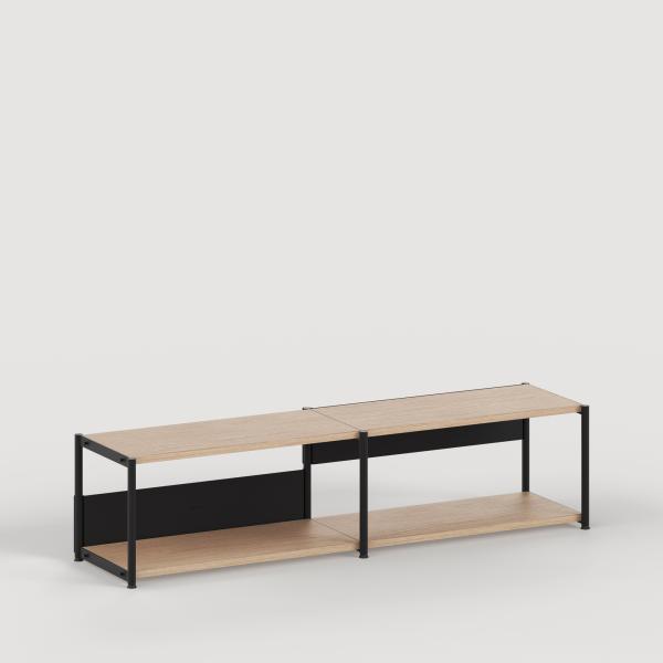 Unit Modular Shelving Level 1 - 40cm High - Oak Shelf By Tiptoe in Graphite Black