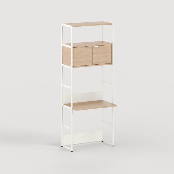 Unit Modular Shelving Level 6 Desk - 215cm High - Oak Shelf By Tiptoe in Cream White