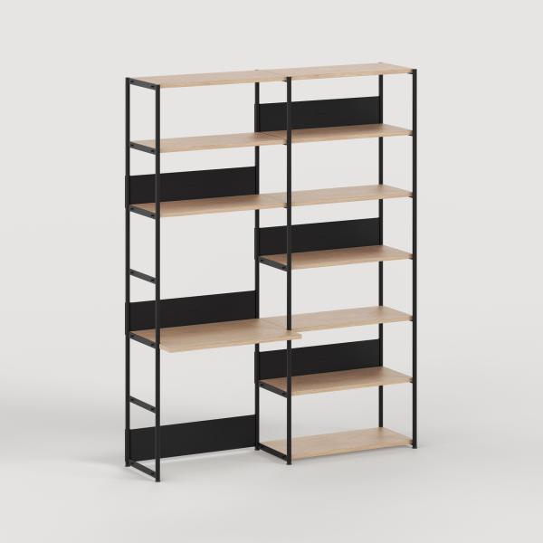 Unit Modular Shelving Level 6 Desk - 215cm High - Oak Shelf By Tiptoe
