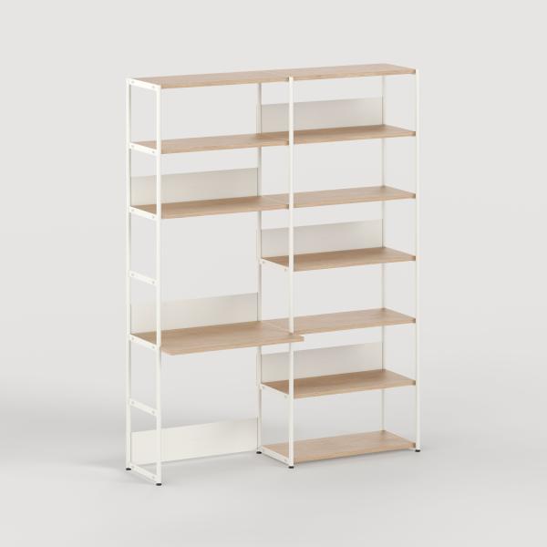 Unit Modular Shelving Level 6 Desk - 215cm High - Oak Shelf By Tiptoe