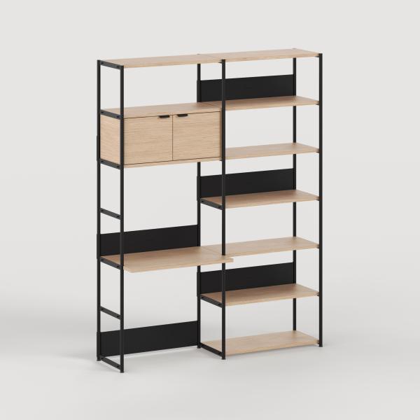 Unit Modular Shelving Level 6 Desk - 215cm High - Oak Shelf By Tiptoe