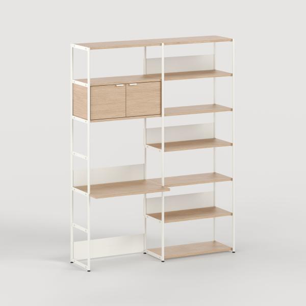 Unit Modular Shelving Level 6 Desk - 215cm High - Oak Shelf By Tiptoe