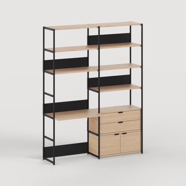 Unit Modular Shelving Level 6 Desk - 215cm High - Oak Shelf By Tiptoe