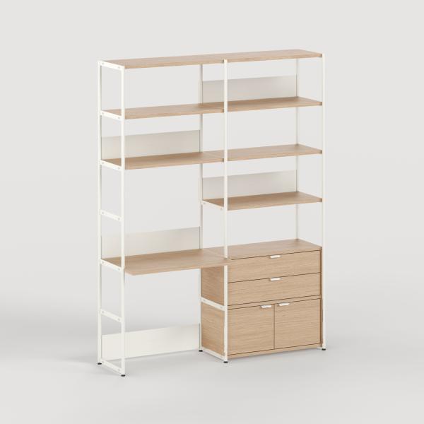 Unit Modular Shelving Level 6 Desk - 215cm High - Oak Shelf By Tiptoe