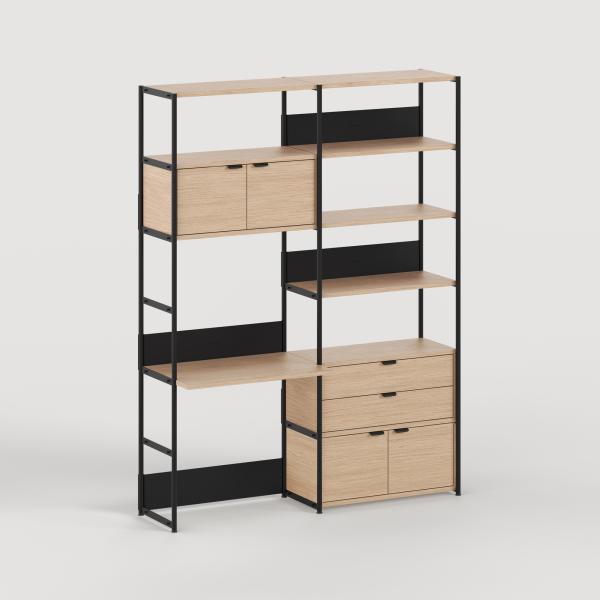 Unit Modular Shelving Level 6 Desk - 215cm High - Oak Shelf By Tiptoe