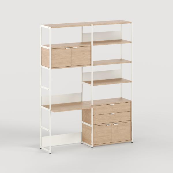 Unit Modular Shelving Level 6 Desk - 215cm High - Oak Shelf By Tiptoe