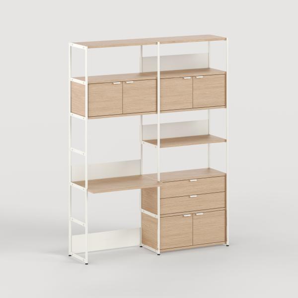 Unit Modular Shelving Level 6 Desk - 215cm High - Oak Shelf By Tiptoe
