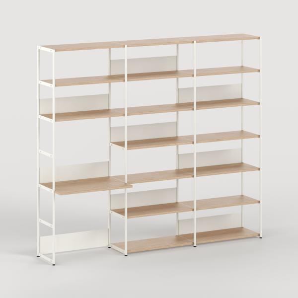 Unit Modular Shelving Level 6 Desk - 215cm High - Oak Shelf By Tiptoe