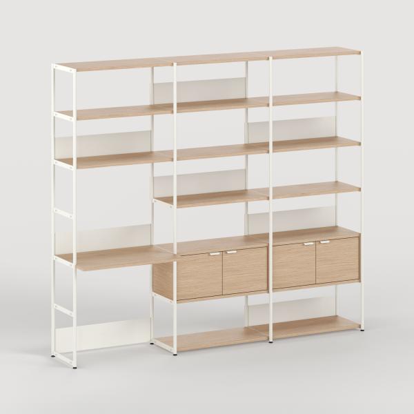 Unit Modular Shelving Level 6 Desk - 215cm High - Oak Shelf By Tiptoe