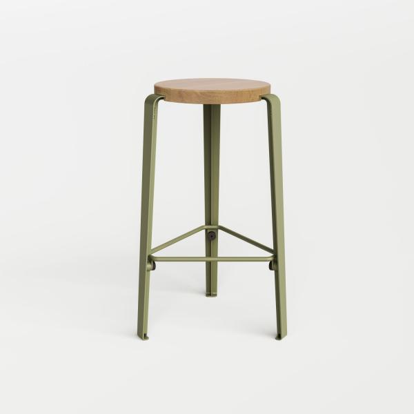 Lou Counter Height Stool 65cm - Oak By Tiptoe in Khaki Green
