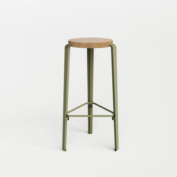 Lou Bar Height Stool 75cm - Oak By Tiptoe in Khaki Green
