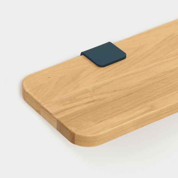 Tiptoe Bedside Shelf With Metal Bracket 32 x 27cm - Oak in Midnight Blue