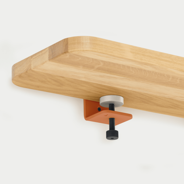 Tiptoe Bedside Shelf With Metal Bracket 32 x 27cm - Oak in Tangerine Red