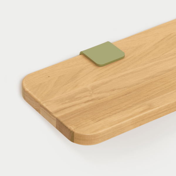 Tiptoe Wall Shelf 45cm With Metal Bracket - Solid Oak in Khaki Green