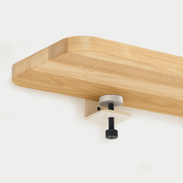 Tiptoe Wall Shelf 90cm With Metal Brackets - Solid Oak in Cream White