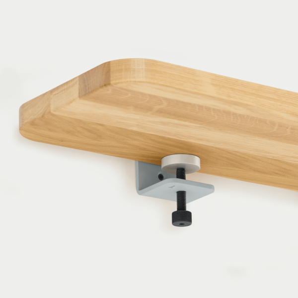 Tiptoe Wall Shelf 90cm With Metal Brackets - Solid Oak in Pale Blue