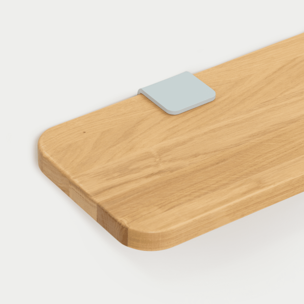 Tiptoe Wall Shelf 150cm With Metal Brackets - Solid Oak in Pale Blue