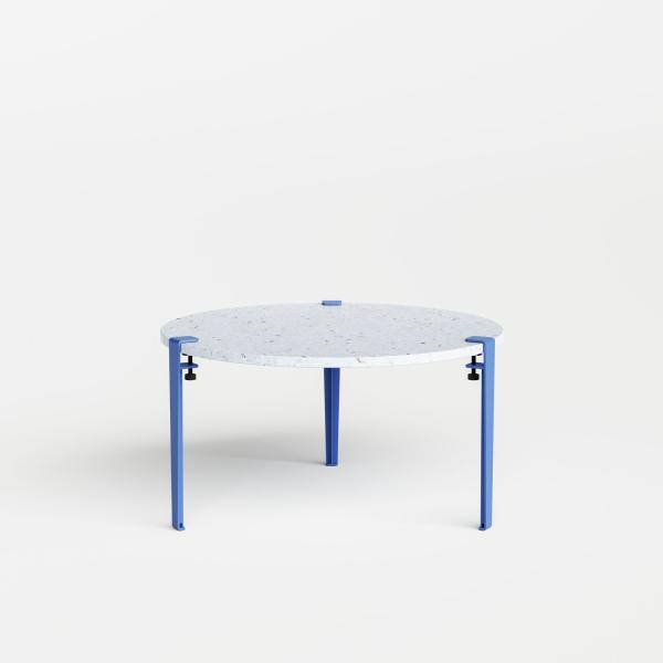 Tiptoe Round Coffee Table 80cm - Venezia (White) - Metal Legs in Azure Blue