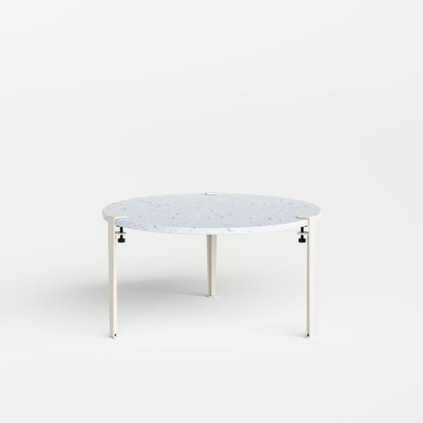 Tiptoe Round Coffee Table 80cm - Venezia (White) - Metal Legs in Cream White