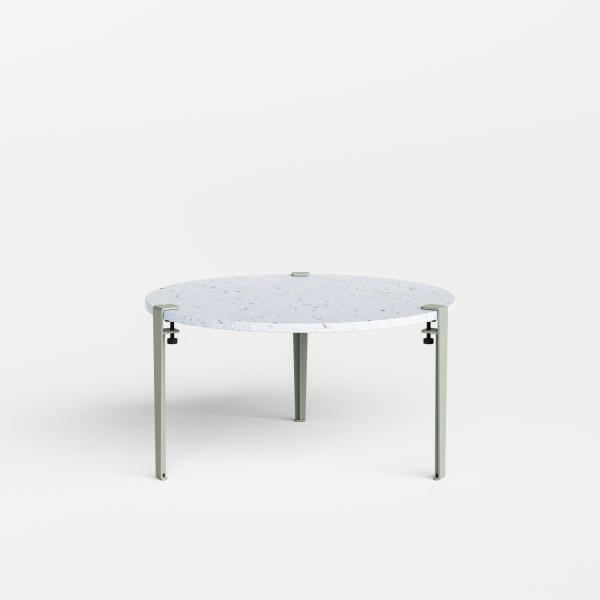 Tiptoe Round Coffee Table 80cm - Venezia (White) - Metal Legs in Eucalyptus Grey